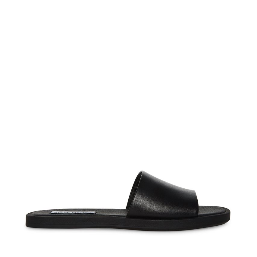 Sandalias de Diapositivas Steve Madden Kaya Cuero Mujer Negras | ES NYE823